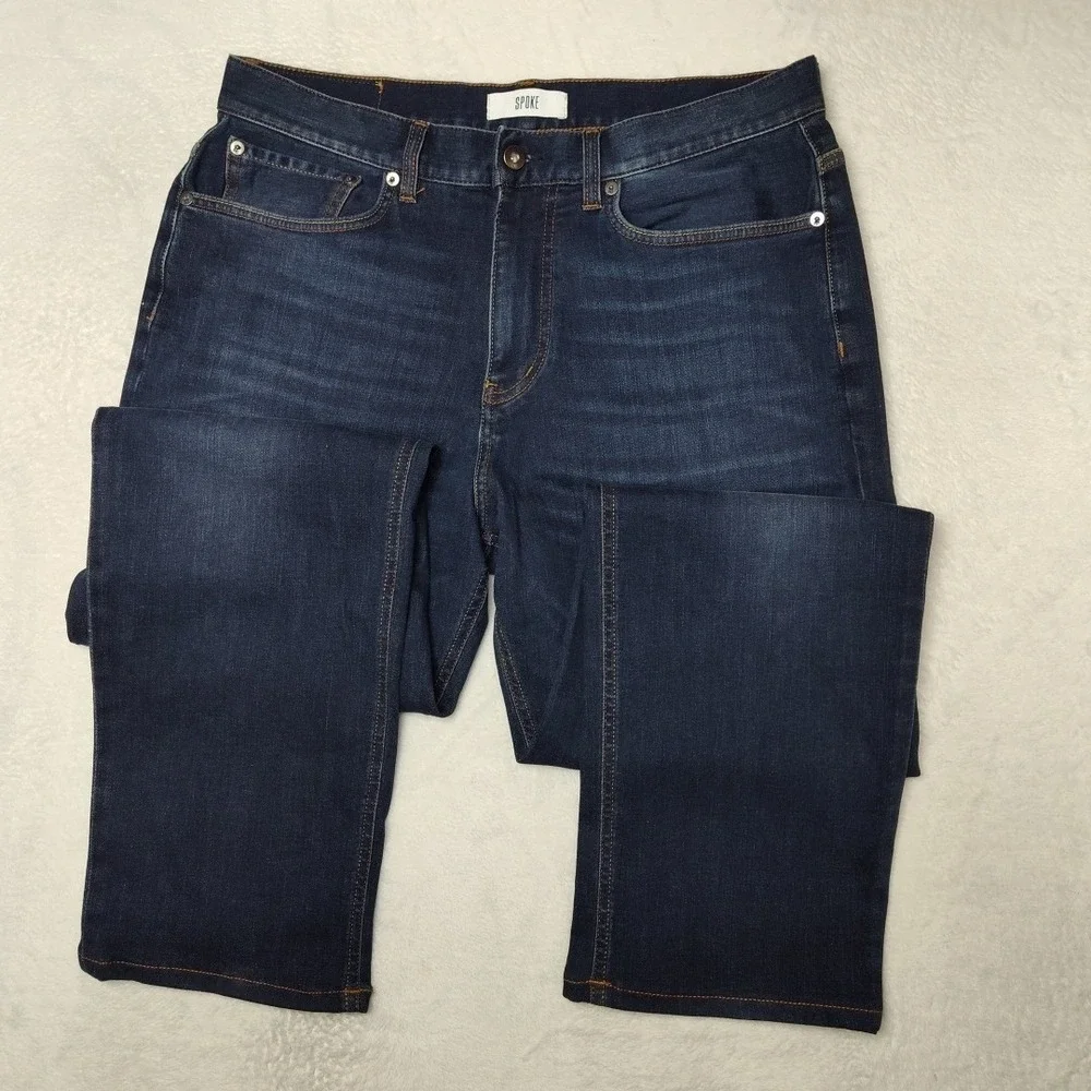 Spoke Jeans‎ Mens 32x30 Blue Build C Straight Medium Wash Denim Spoke Travel